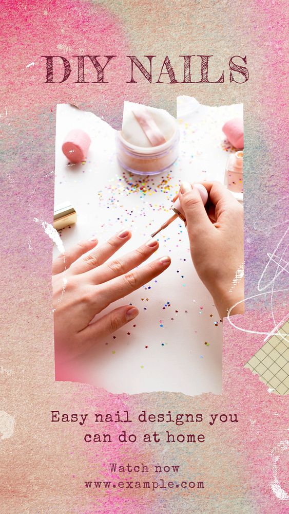 DIY nails  Facebook story template, editable design