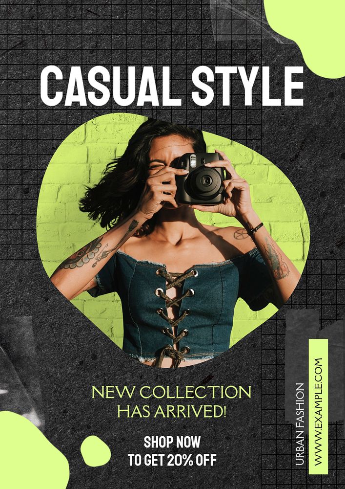 Casual fashion poster template, editable text and design