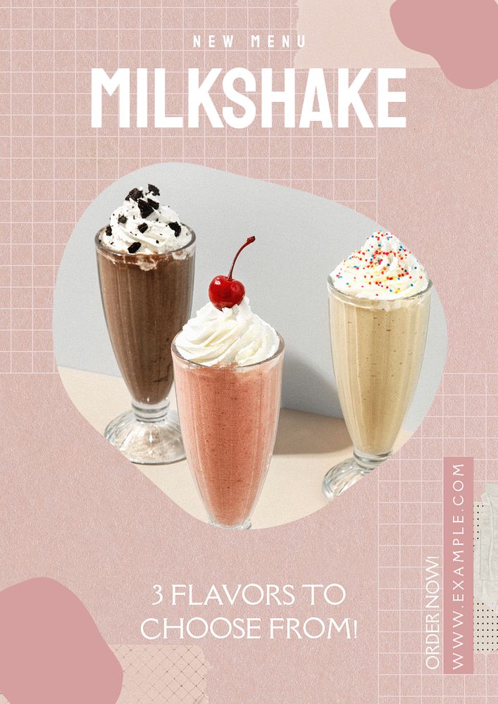 Special milkshake poster template, editable text and design