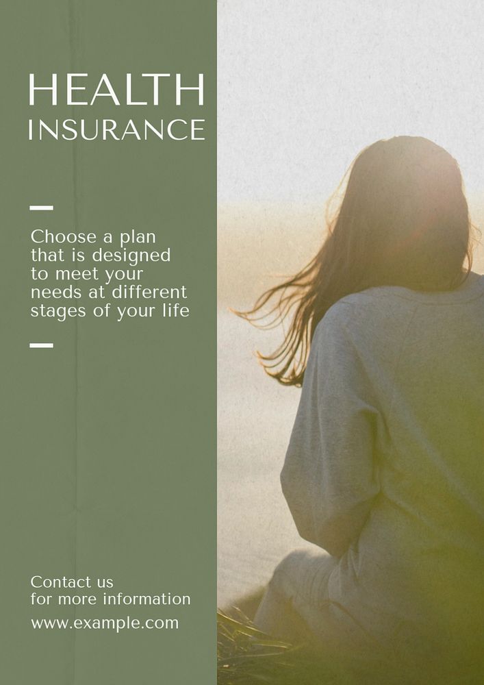 Health insurance poster template, editable text and design