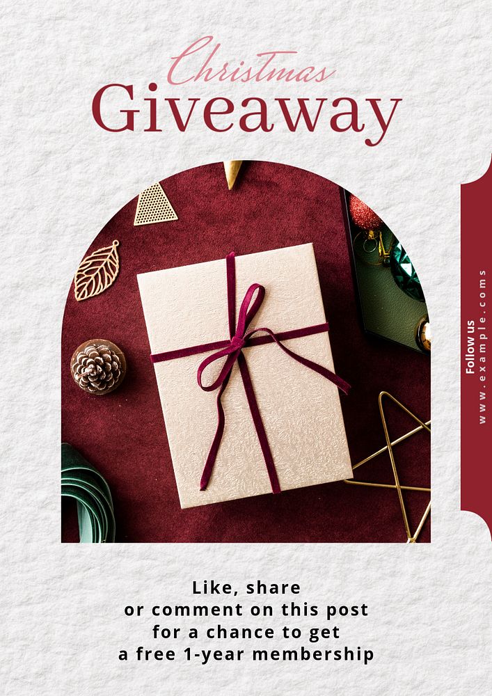 Christmas giveaway  poster template, editable text & design