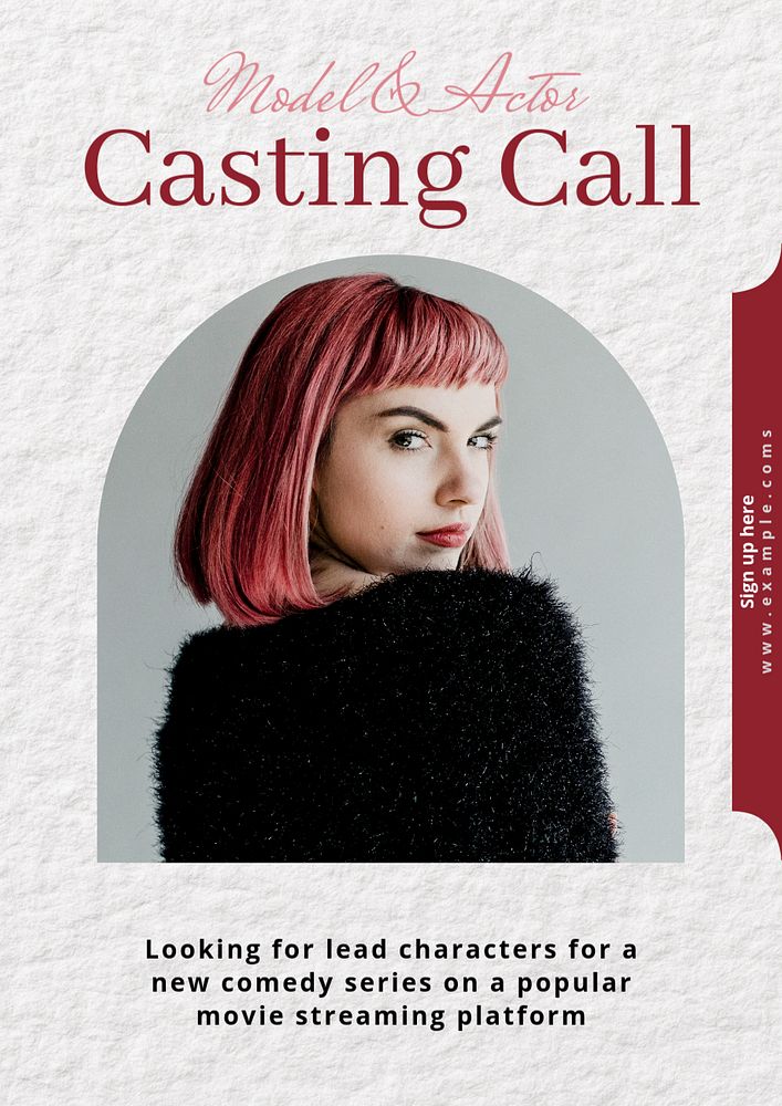 Casting call  poster template, editable text & design