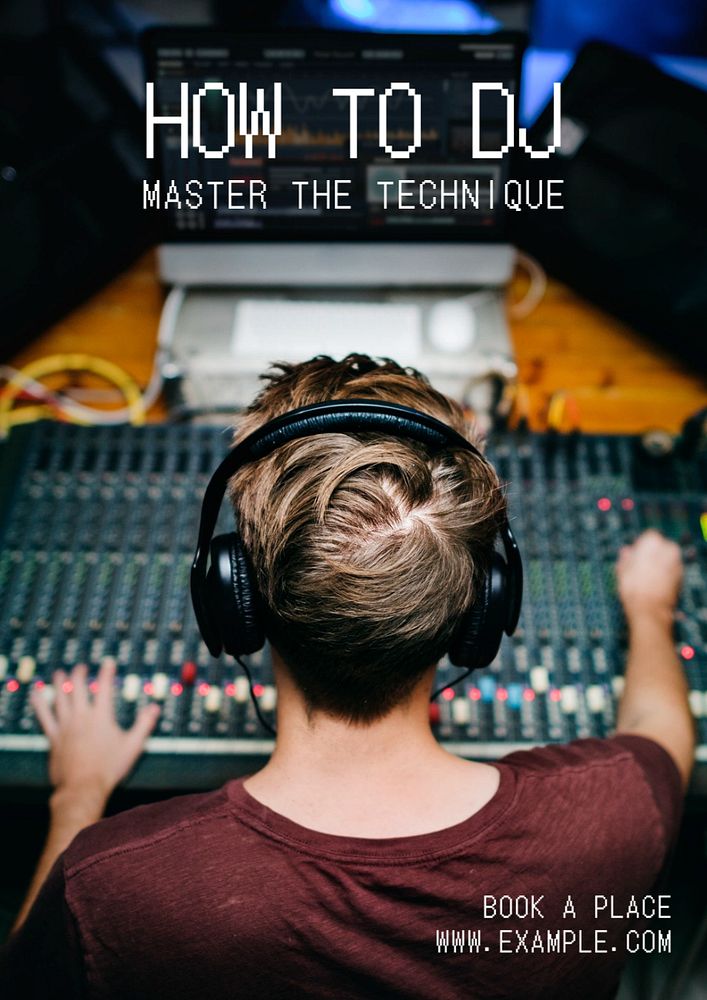 DJ masterclass poster template, editable text & design