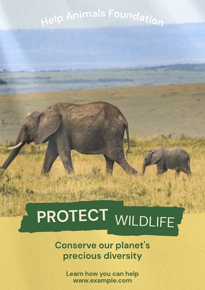 Protect wildlife  poster template, editable text & design