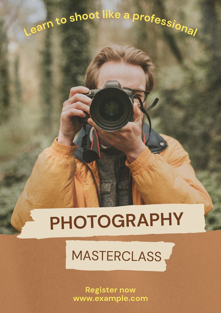 Photography masterclass  poster template, editable text & design