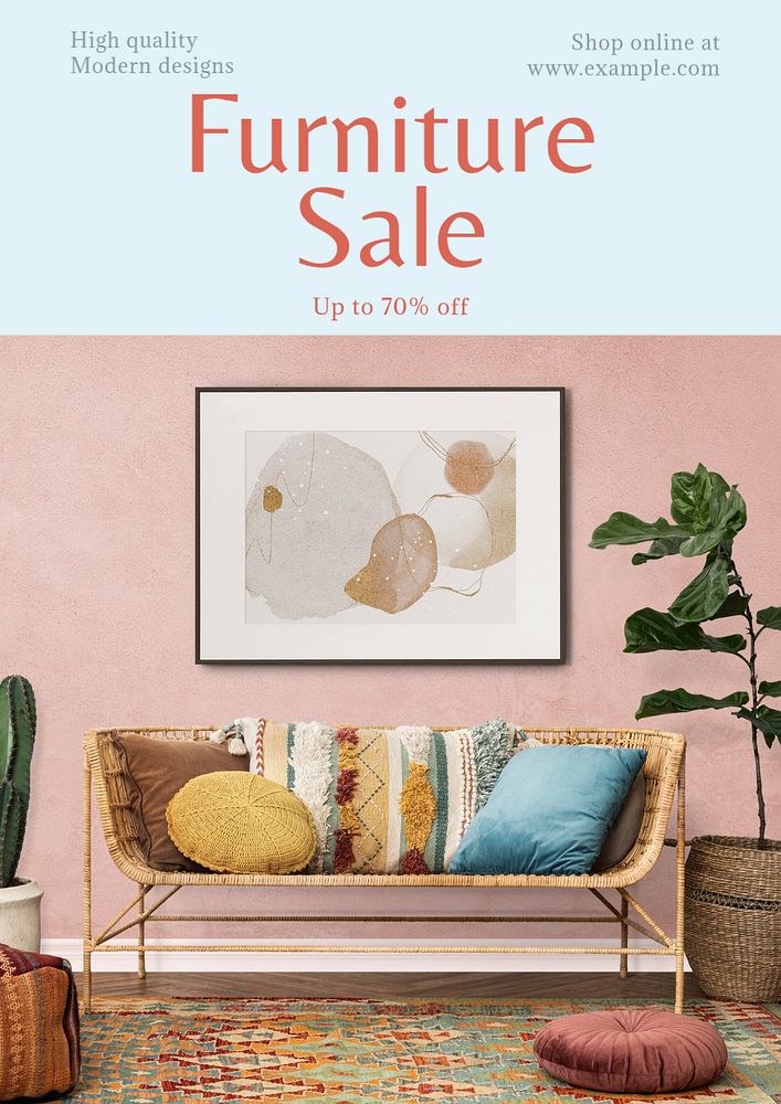 Furniture sale  poster template, editable text & design