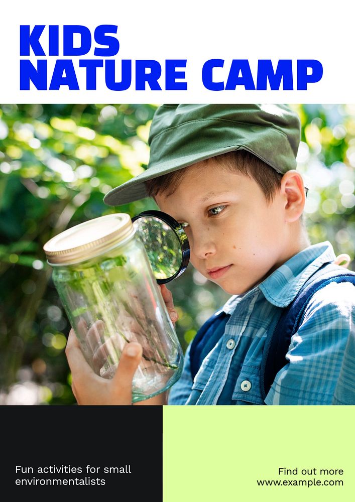 Kids nature camp  poster template, editable text & design