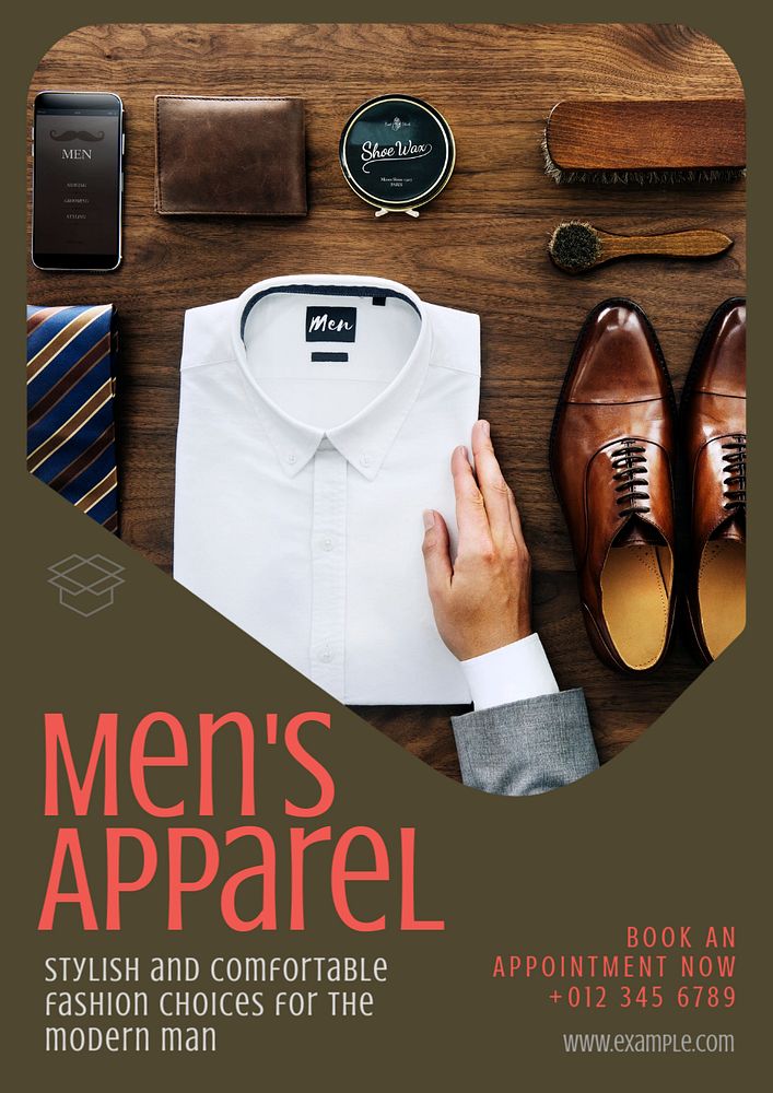 Men's apparel  poster template, editable text & design