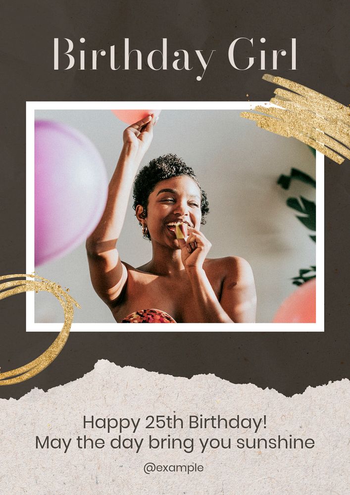 Birthday girl poster template, editable text & design