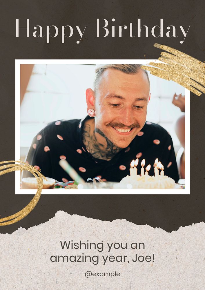 Happy birthday poster template, editable text & design