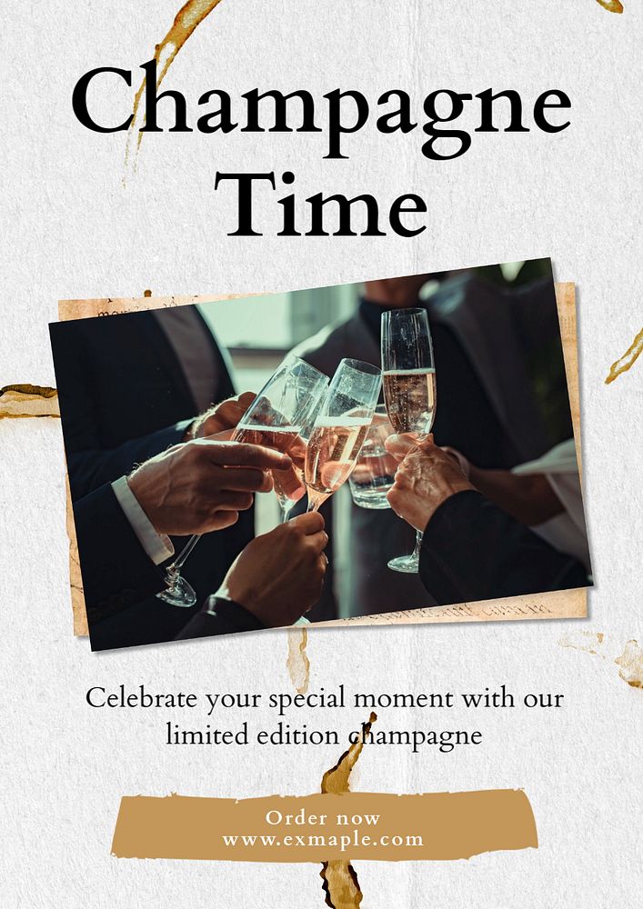 Champagne time poster template, editable text & design