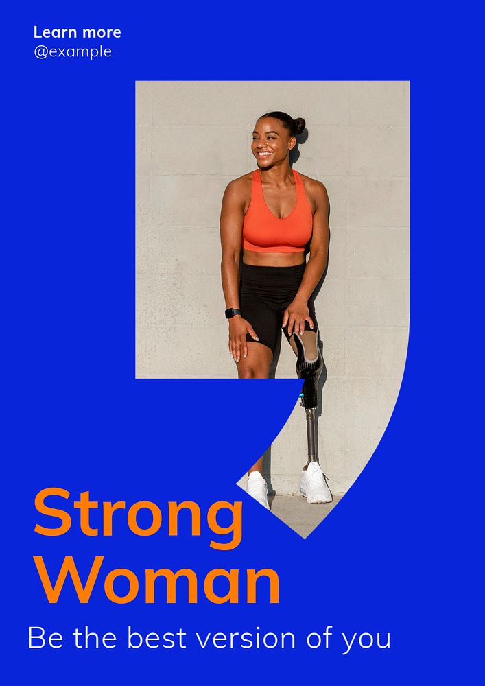 Strong woman  poster template, editable text & design