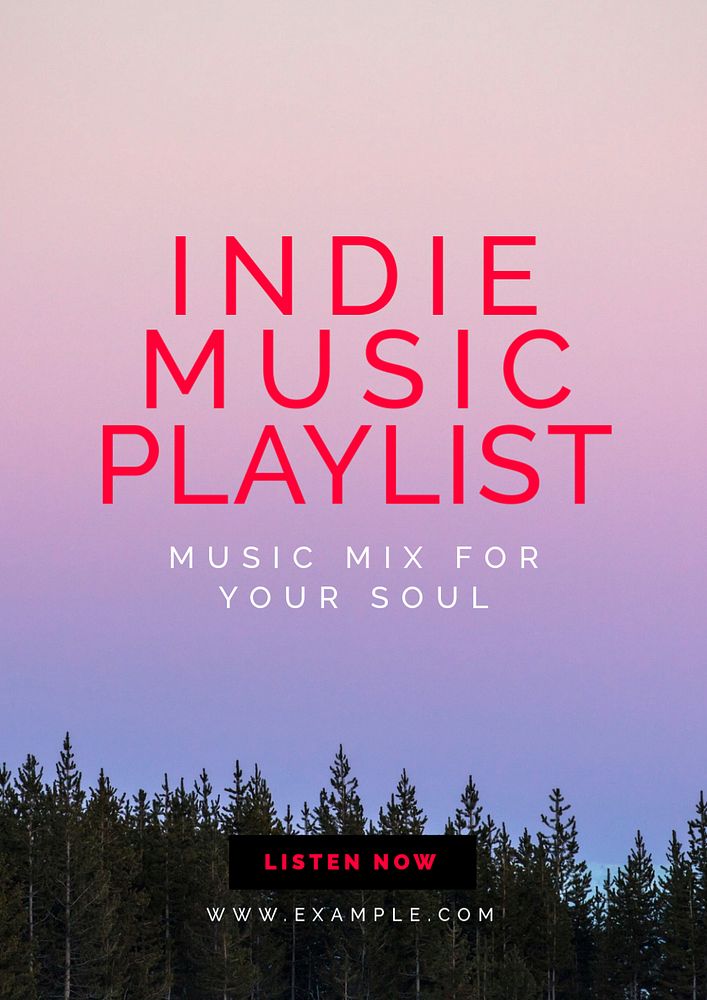 Indie playlist poster template, editable text & design