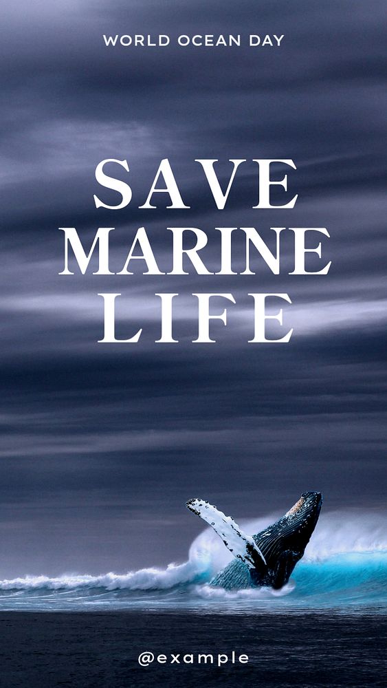 Save marine life social story template, editable Instagram design 