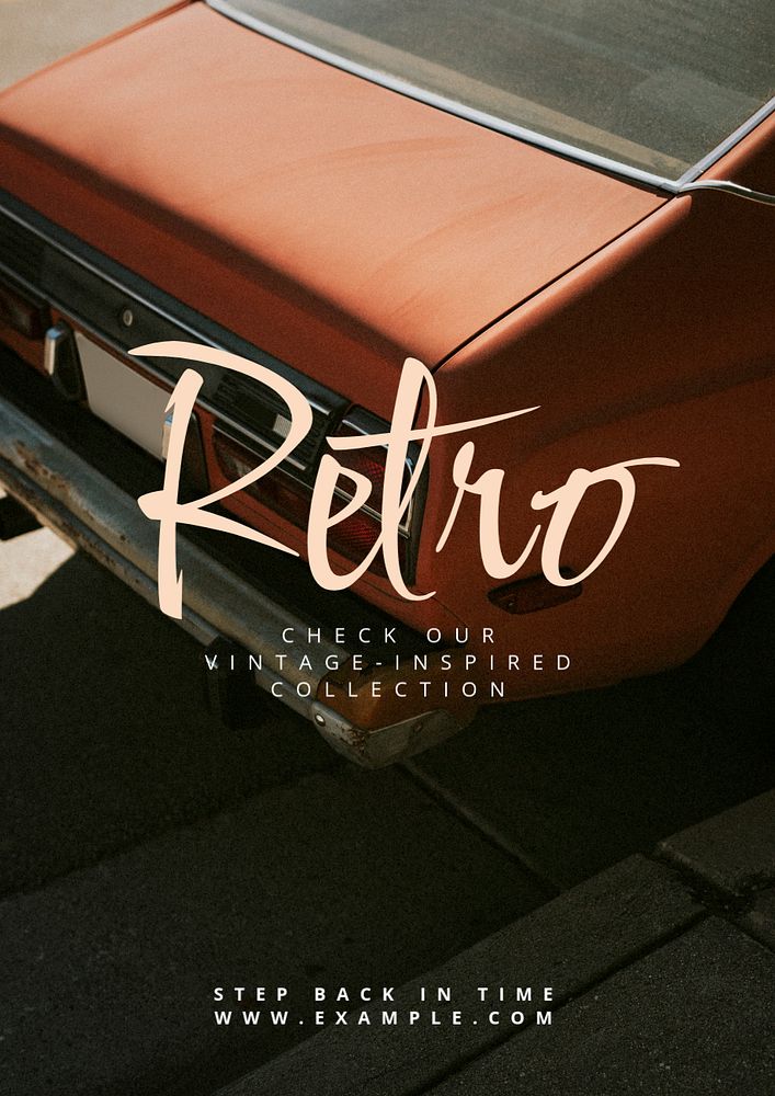 Retro collection poster template, editable text & design