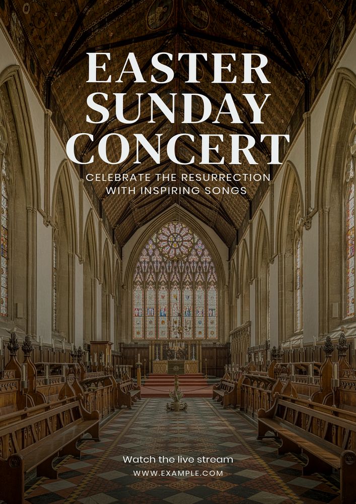 Easter Sunday concert poster template, editable text & design