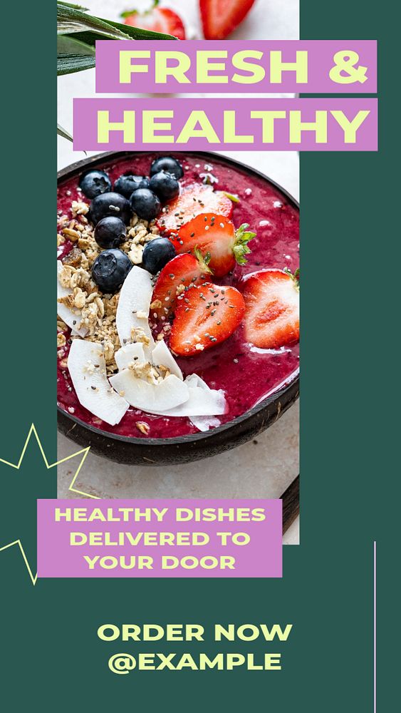 Fresh & healthy food Instagram story template, editable text