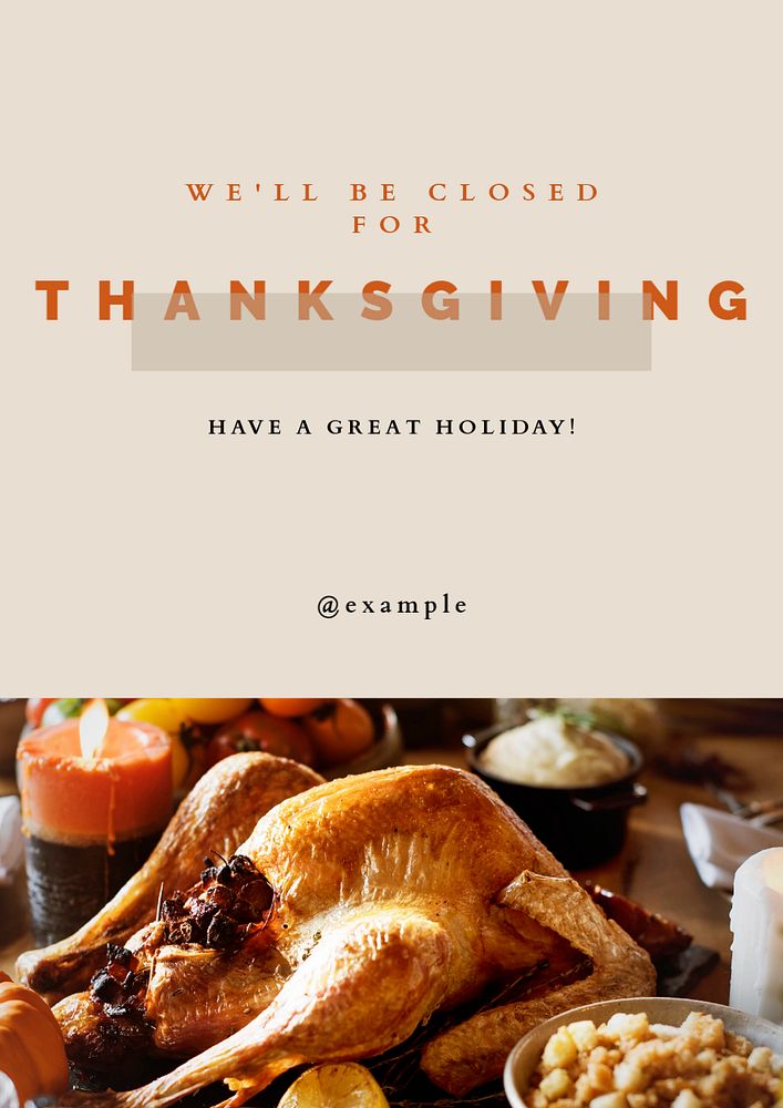 Thanksgiving closure post template, editable social media design