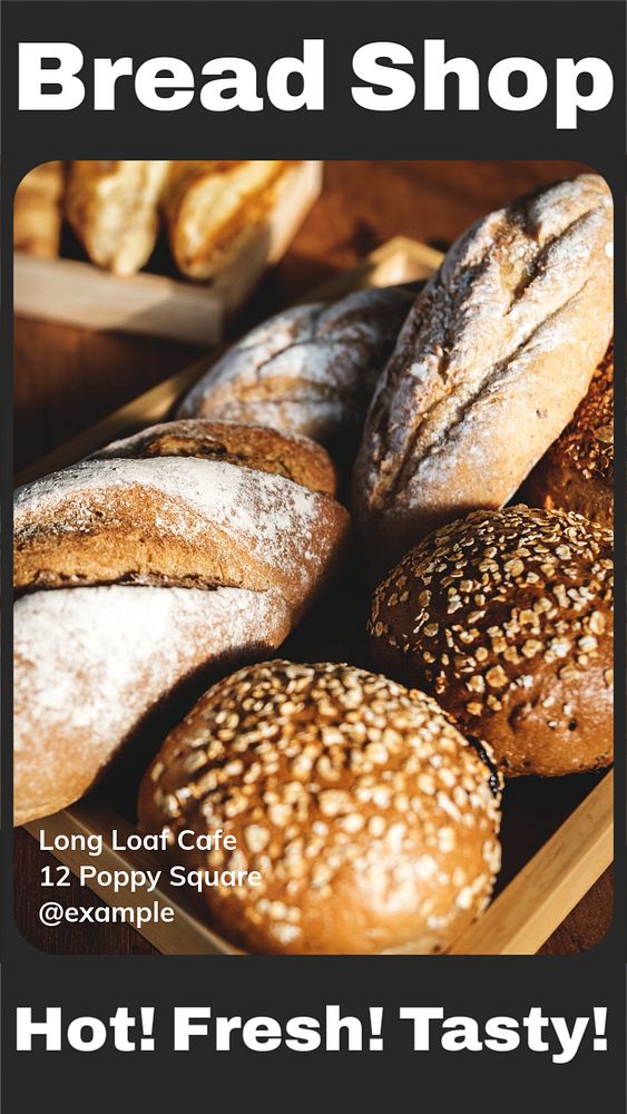 Bread shop Instagram story template, editable text