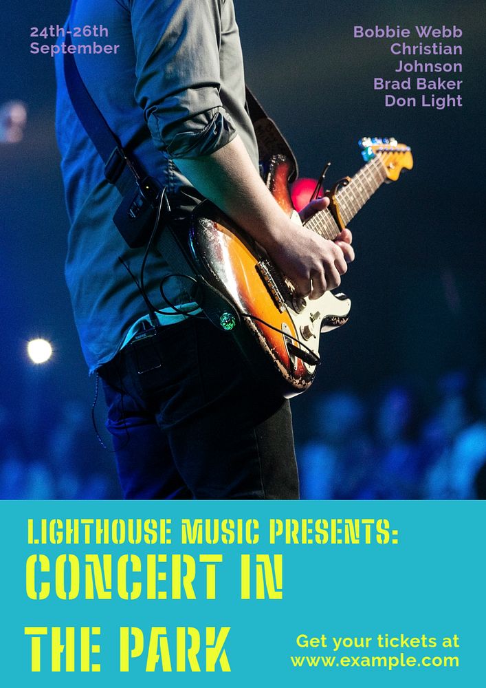 Park concert poster template, editable text & design