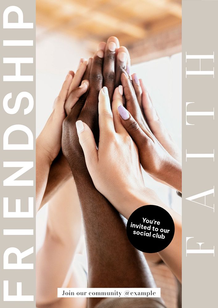 Friendship and faith poster template, editable text & design