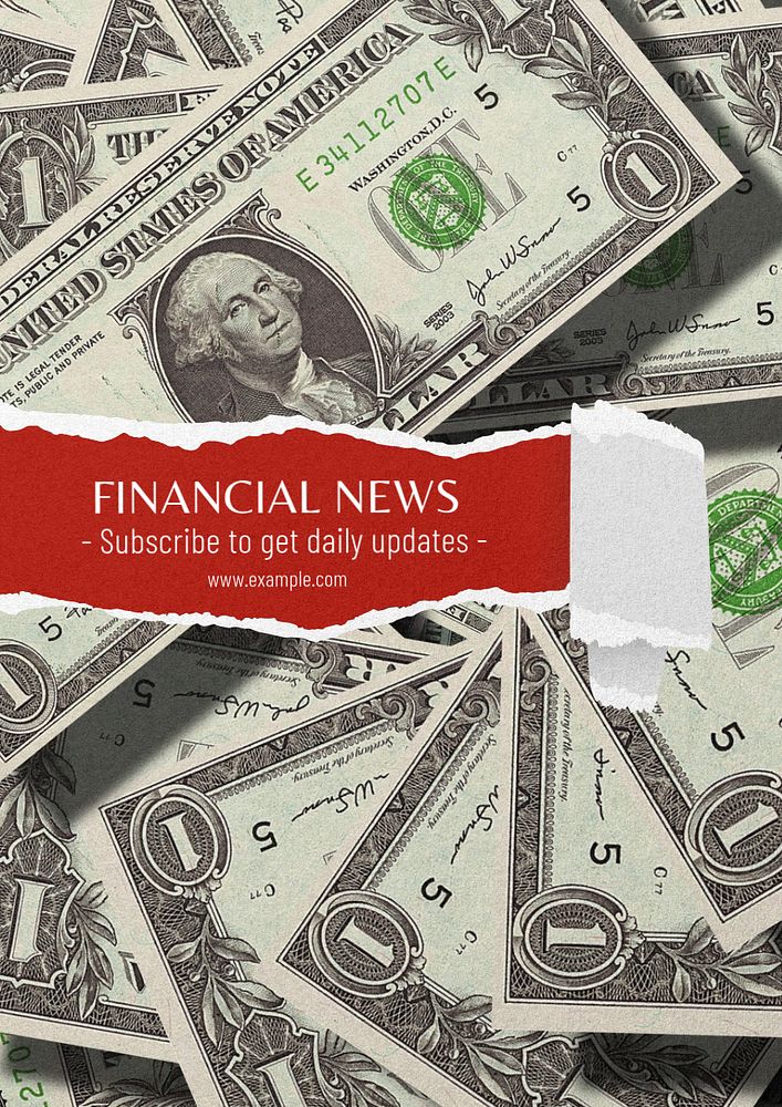 Financial news  poster template, editable text & design