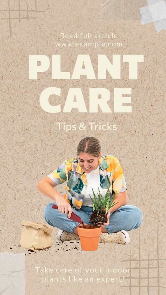 Plant care Instagram story template, editable text