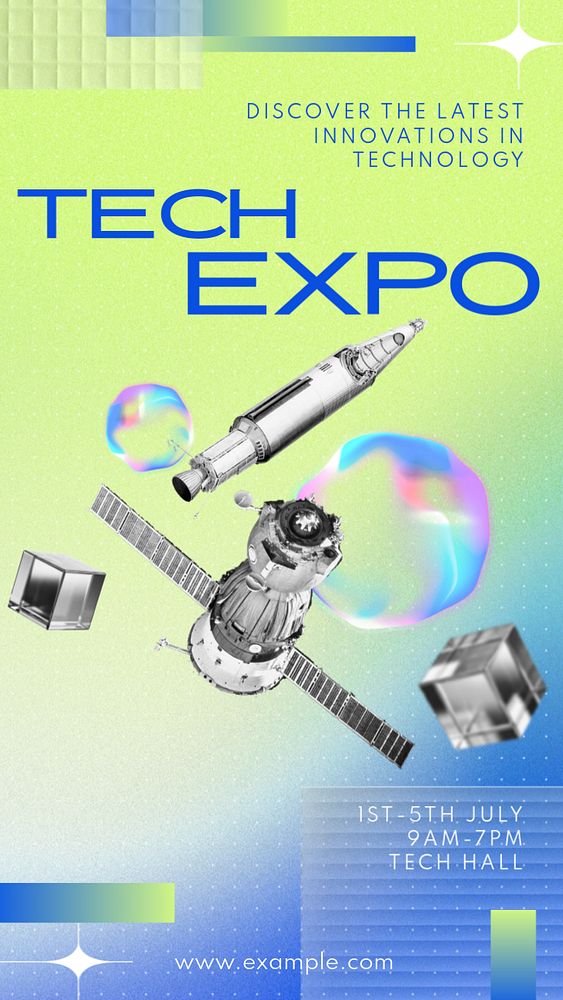 Tech expo  Instagram story template, editable text