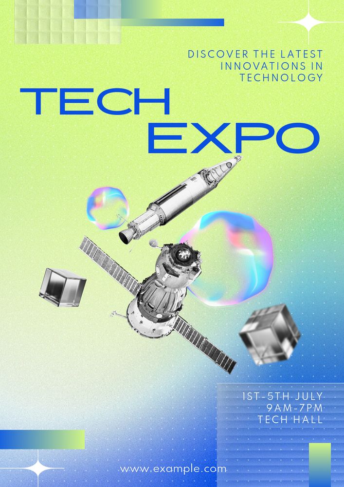 Tech expo  poster template, editable text & design