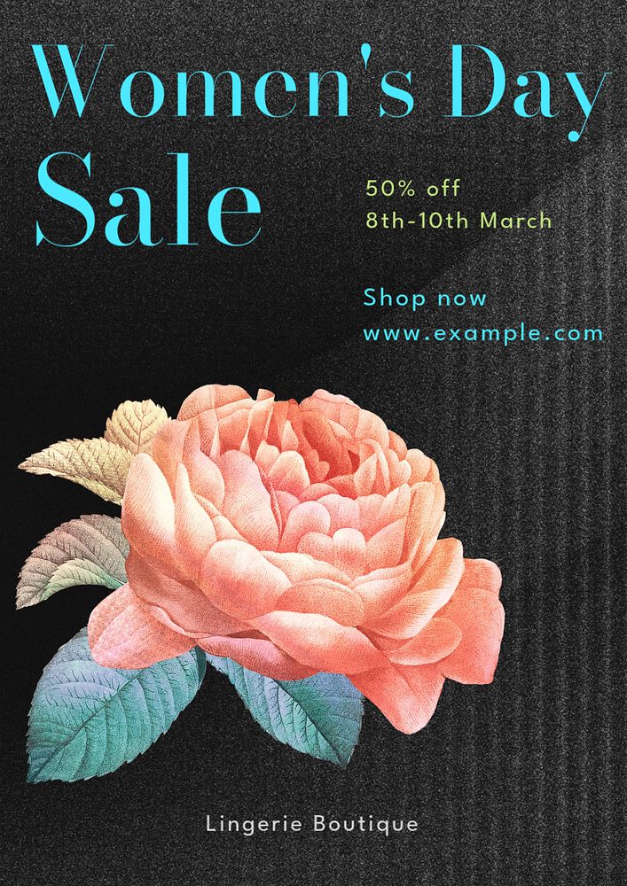 Women's day sale poster template, editable text & design