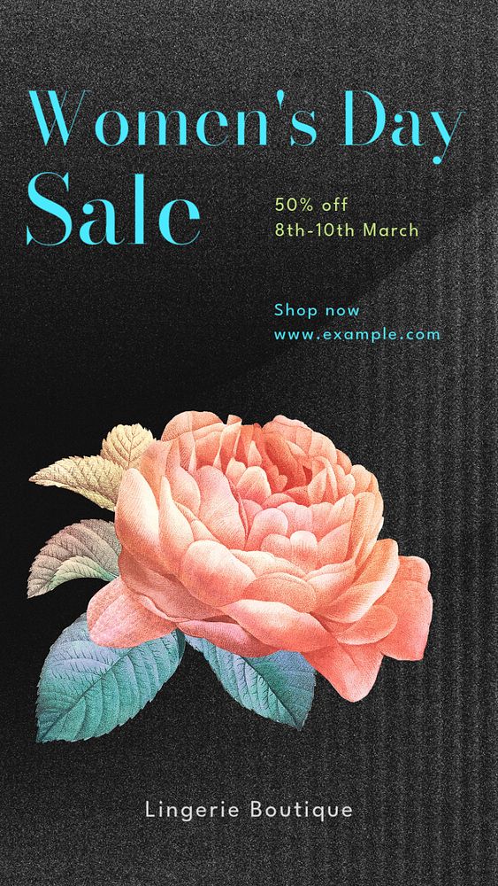 Women's day sale Instagram story template, editable text