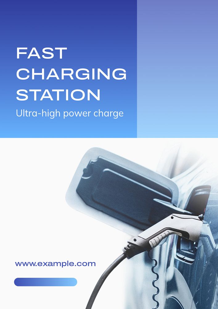 EV charging station poster template, editable text and design