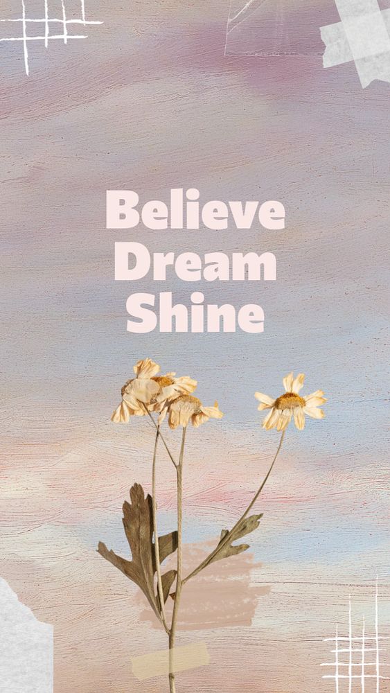 Believe dream shine Instagram story template, editable text