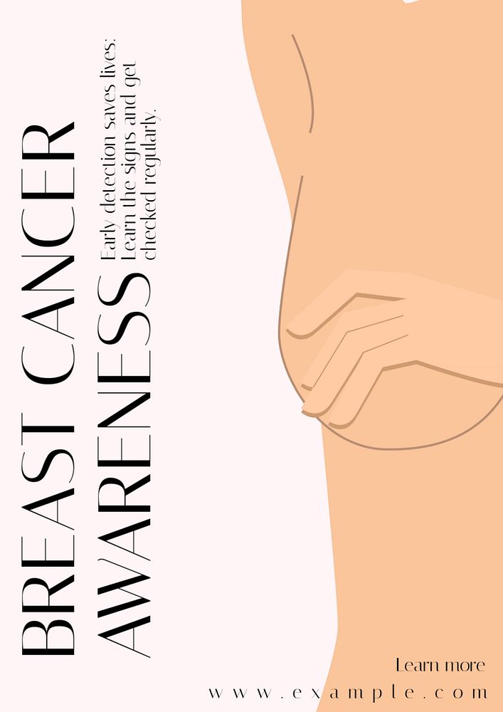 Breast cancer awareness poster template, editable text and design