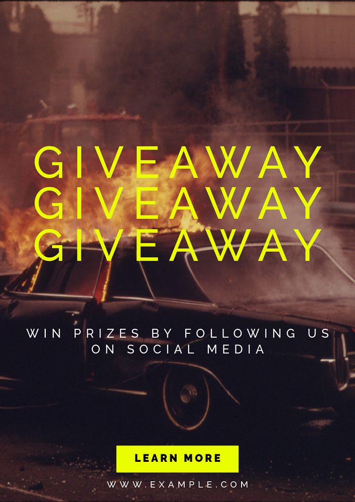 Social media giveaway poster template, editable text and design