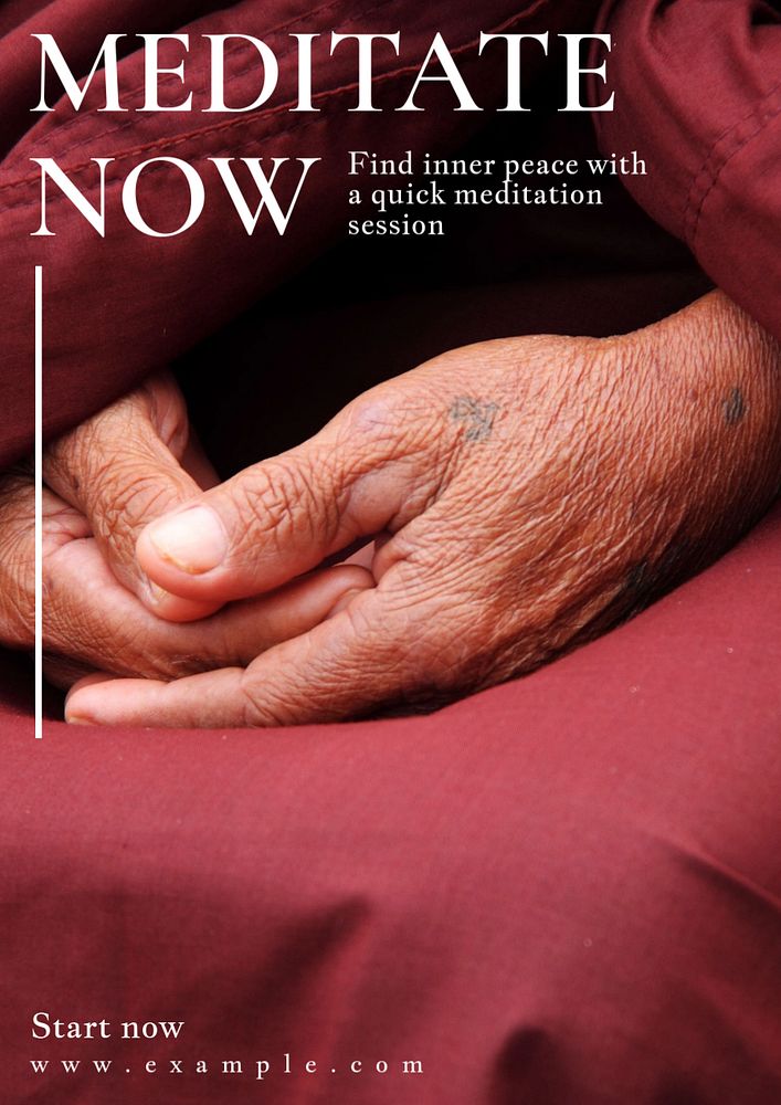 Meditate now poster template, editable text and design