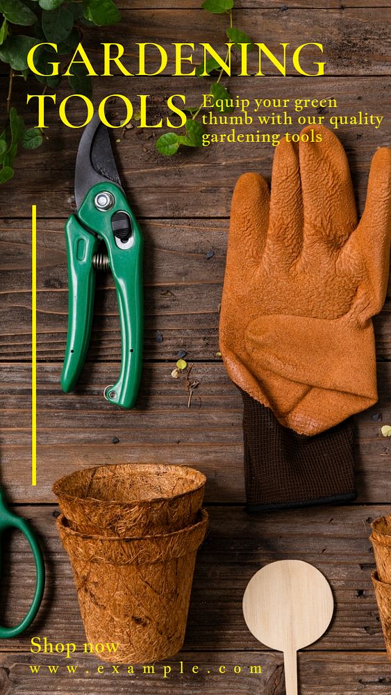 Gardening tools Instagram story template, editable text