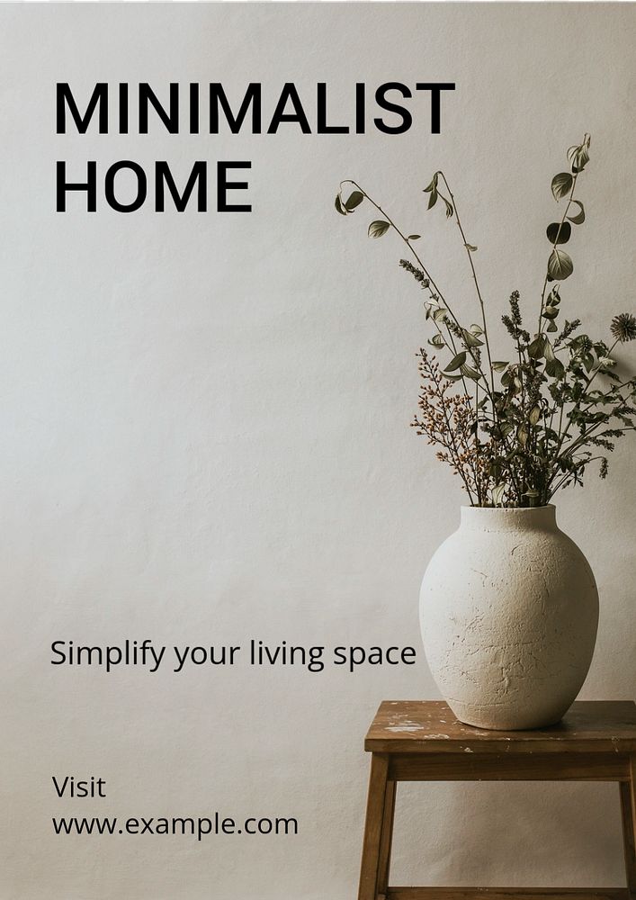 Minimalist home decor poster template, editable text and design