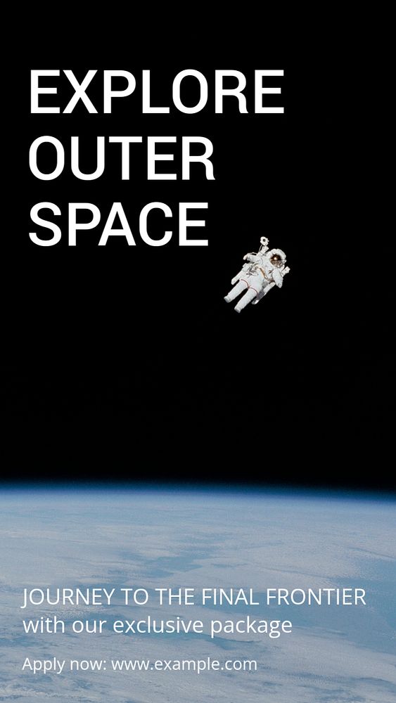 Explore outer space Instagram story template, editable text