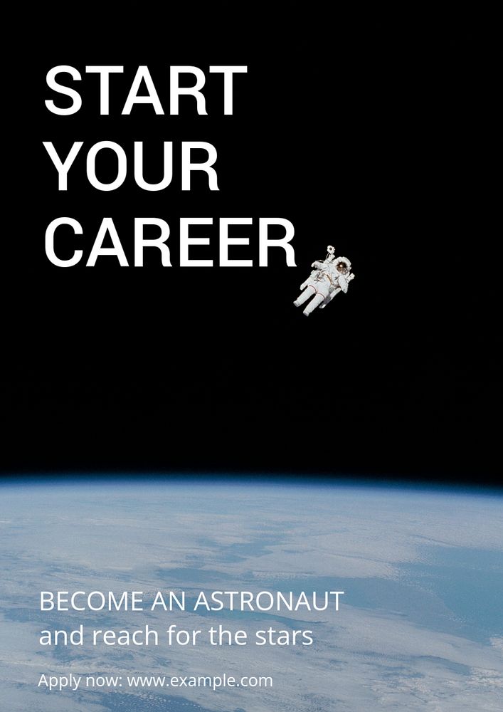 Start your career poster template, editable text and design