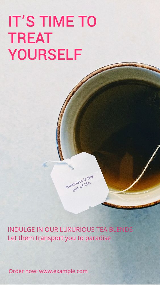 Tea blends Instagram story template, editable text