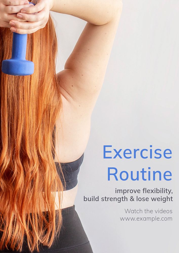 Exercise routine poster template, editable text and design