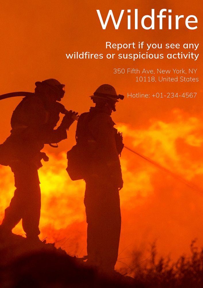 Wildfire report poster template, editable text and design