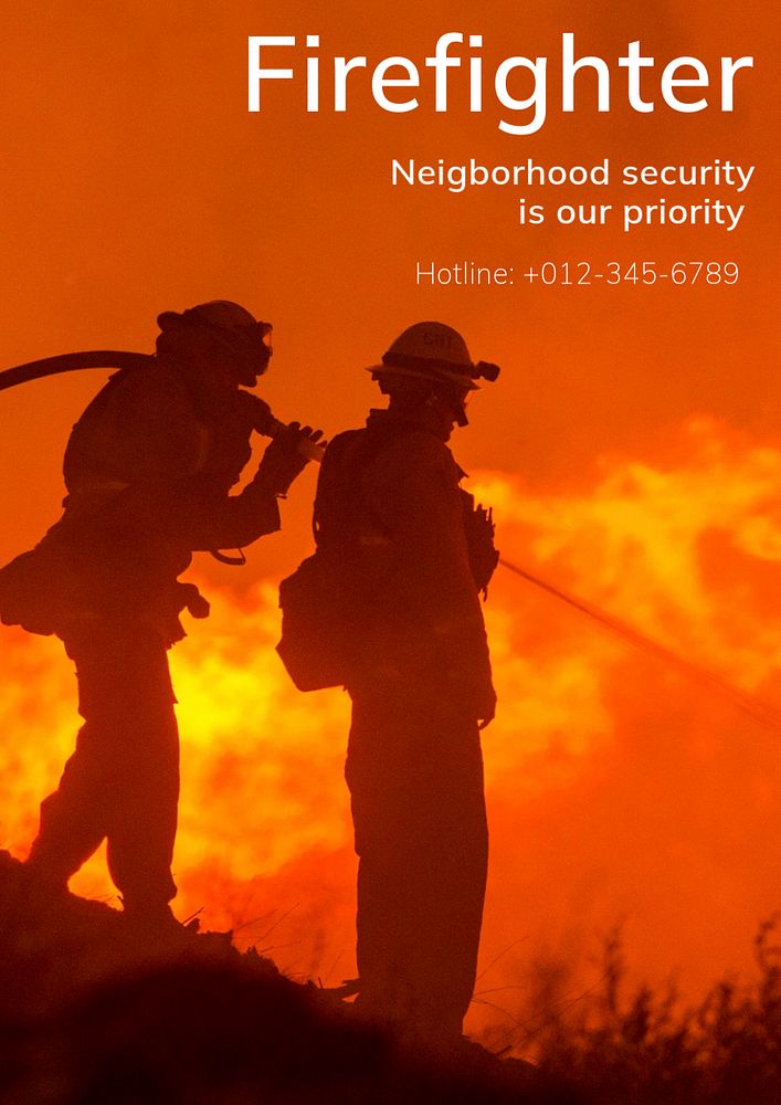 Firefighter service poster template, editable text and design