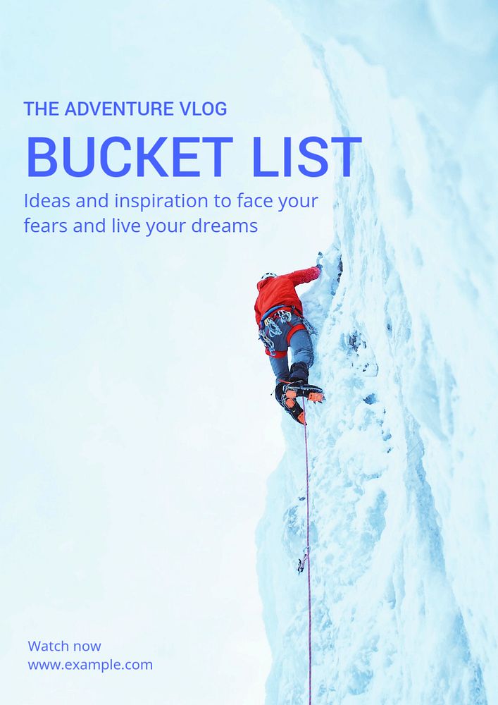 Bucket list poster template, editable text and design