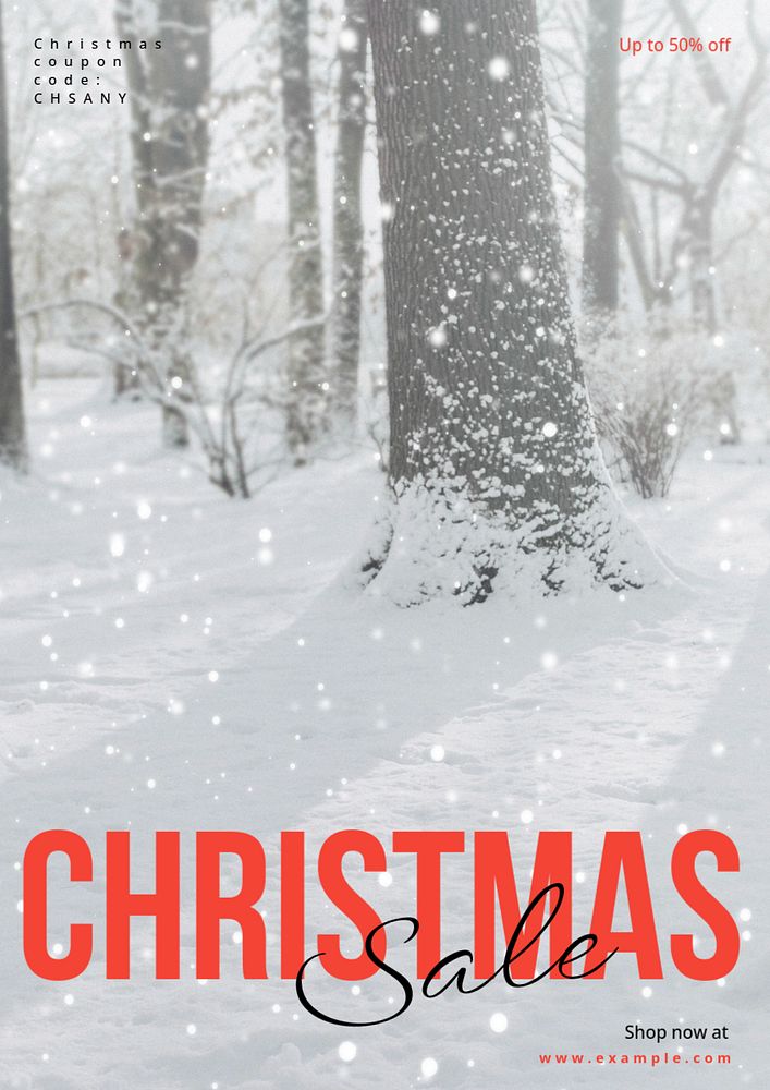 Christmas sale poster template, editable text and design