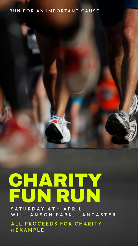 Charity run Instagram story template, editable text