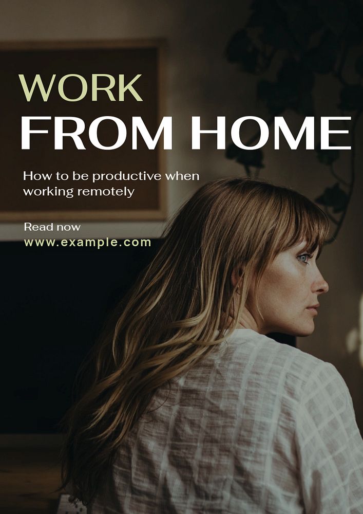 Work from home poster template, editable text and design