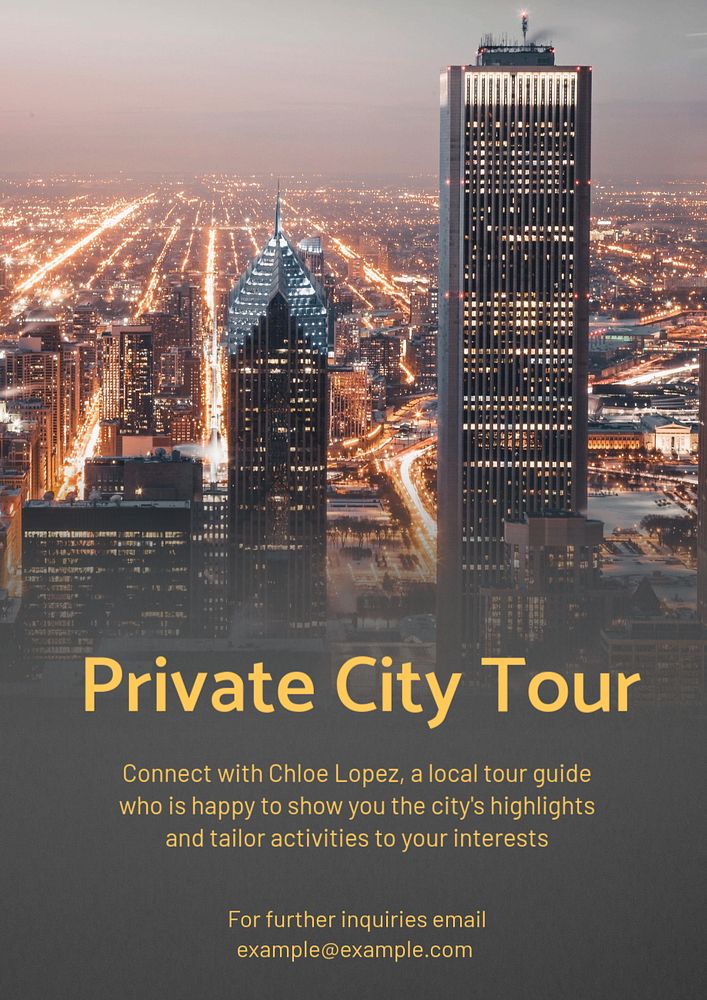 City tour guide poster template, editable text and design