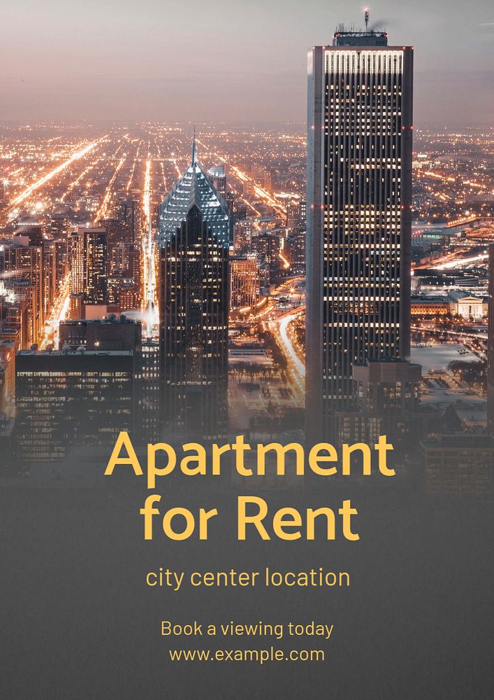 Apartment for rent poster template, editable text and design